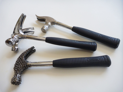 Modified hammers selling fast, flamingsteel.com, steel sculpture, steel art, roy mackey, vancouver bc,